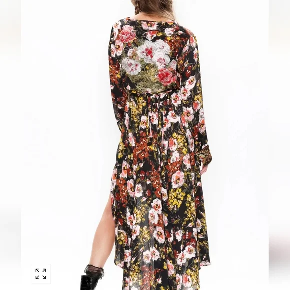 Aratta Silent Journey Savannah Floral wrap Hi Low Dress Womens Size Small New!